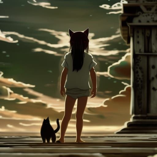 Cat-Eared Girl in Anime Style Fantasy World