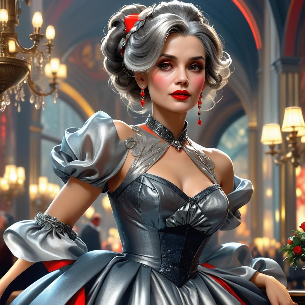 Elegant Woman with Grey Hair and Smoky Eyes