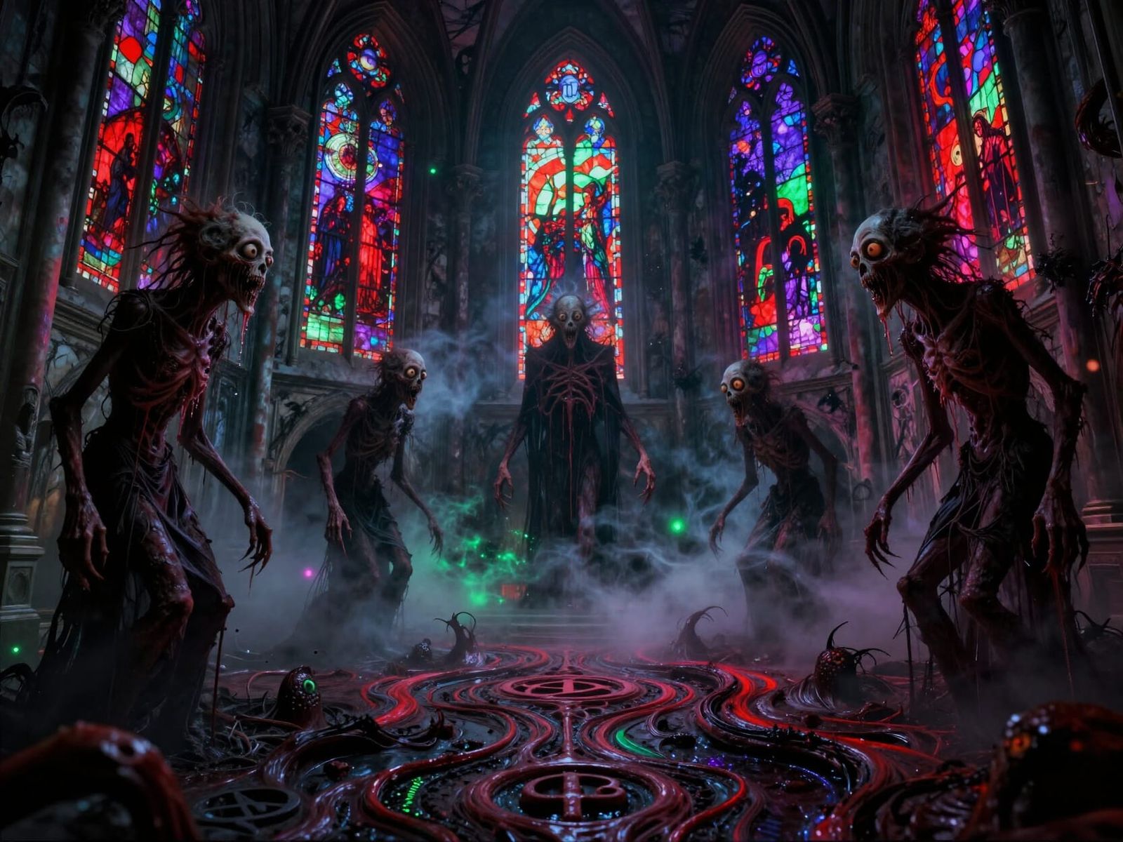 Nightmarish Gothic Horror Surrealism Scene