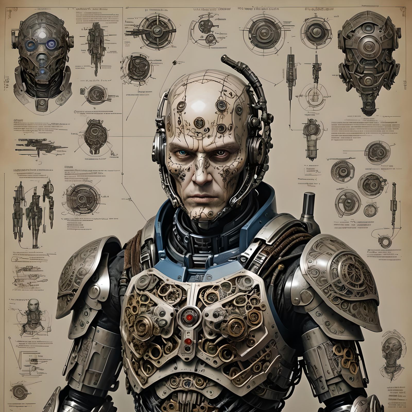 Cyborg Assassin with Rotary Machine Gun Arm