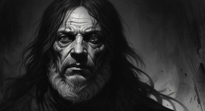 Horror Black and White Portrait in Doré Style