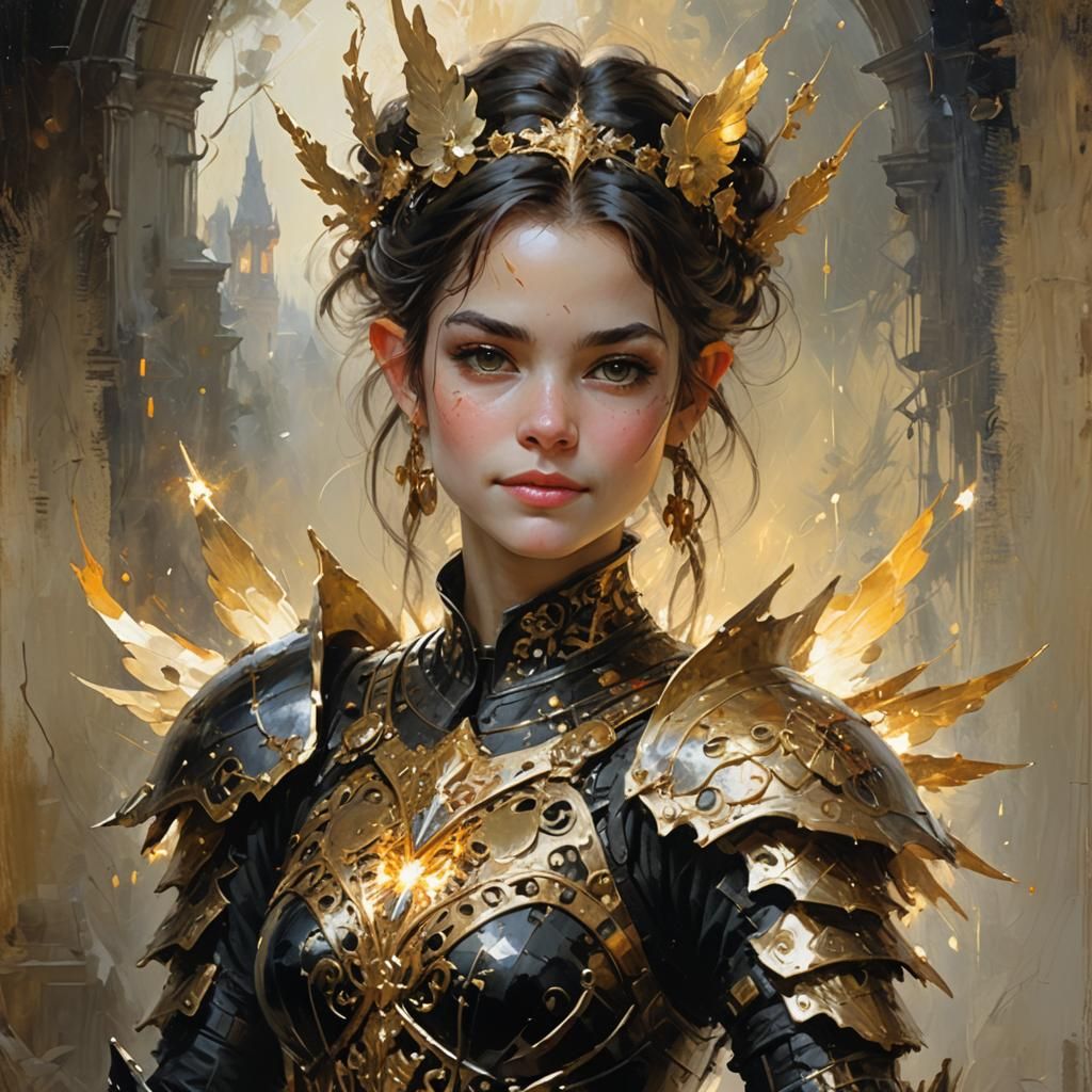 Magical Pixie Queen Portrait in Impressionist Style