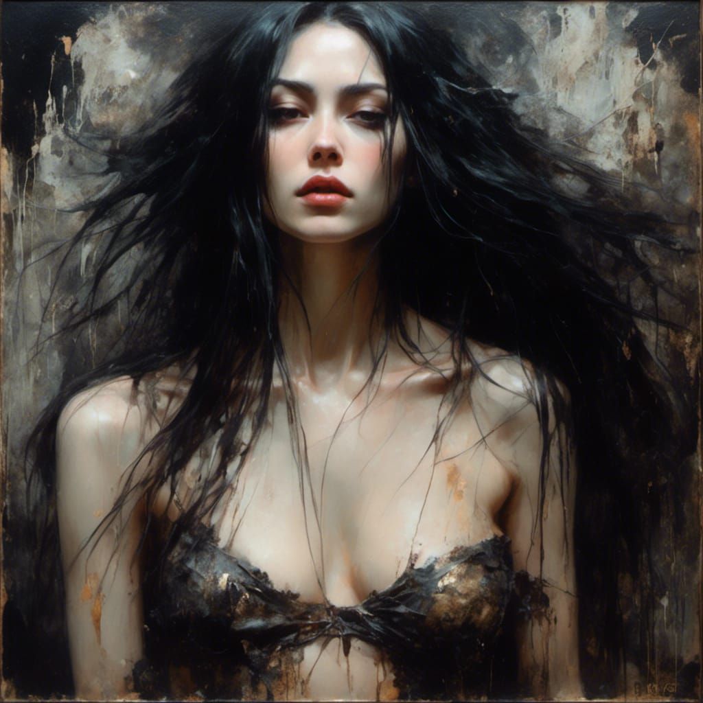 Gothic Oil Painting of a Woman Receiving Massage