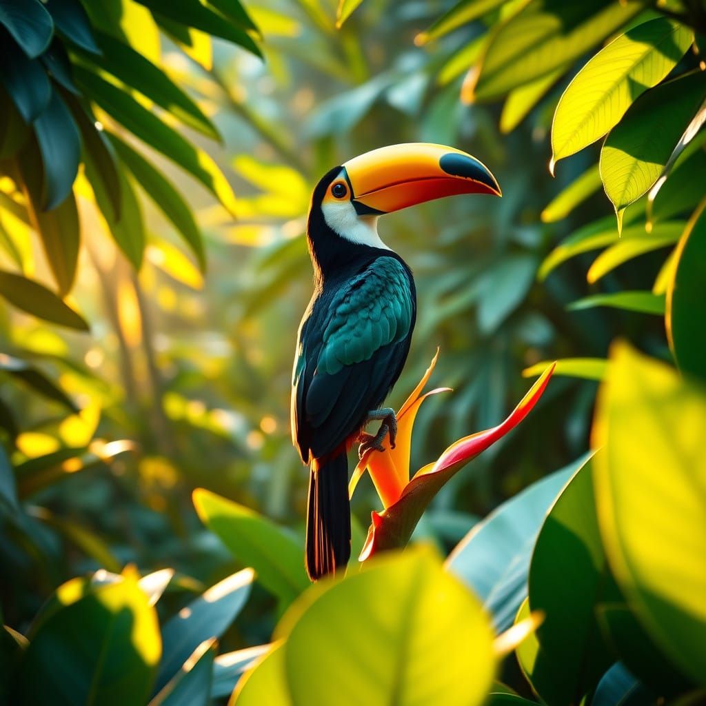 Majestic Costa Rican Jungle Scene with Toucan