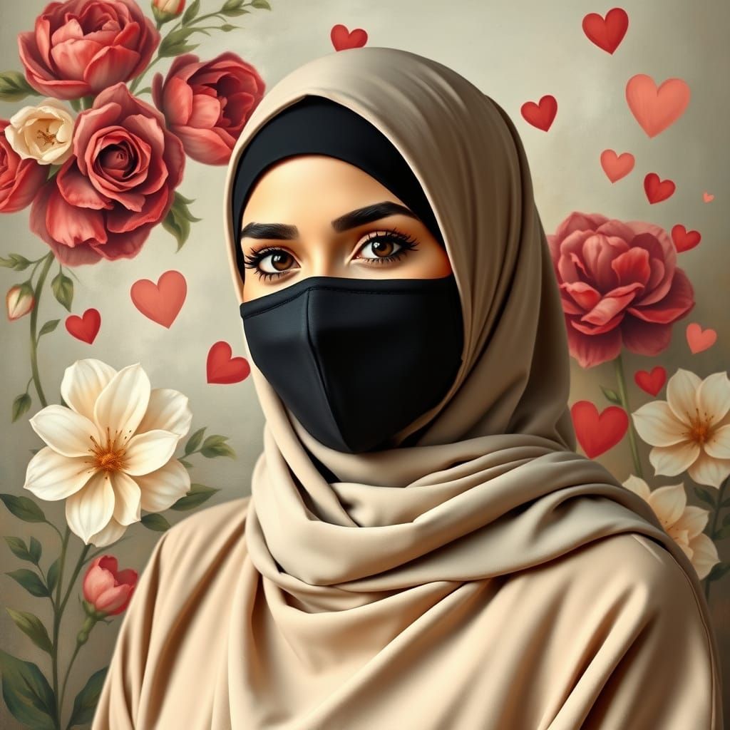 Elegant Hijabi Business Woman Portrait Painting