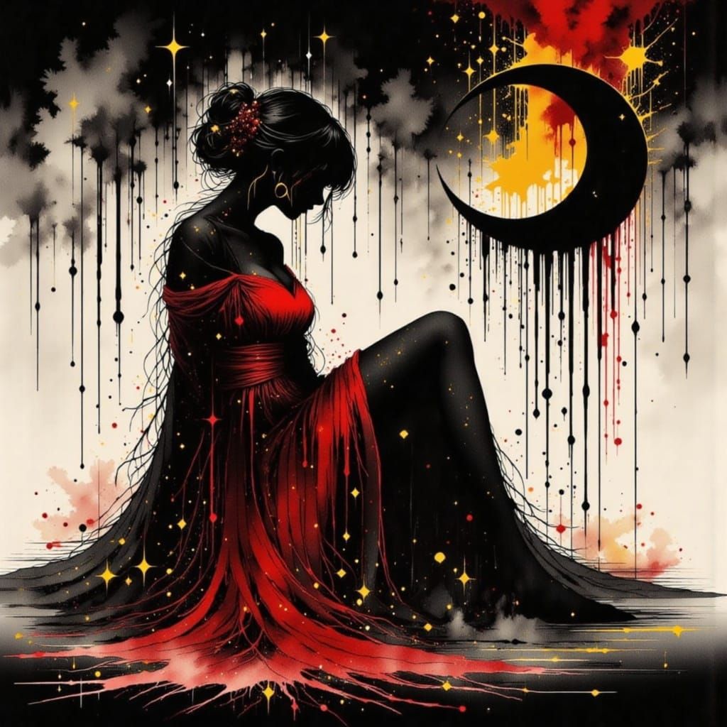 Dark Ink Female Vampire Silhouette