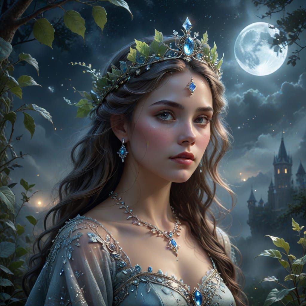 Regal Figure in Ethereal Moonlight Mist Portrait