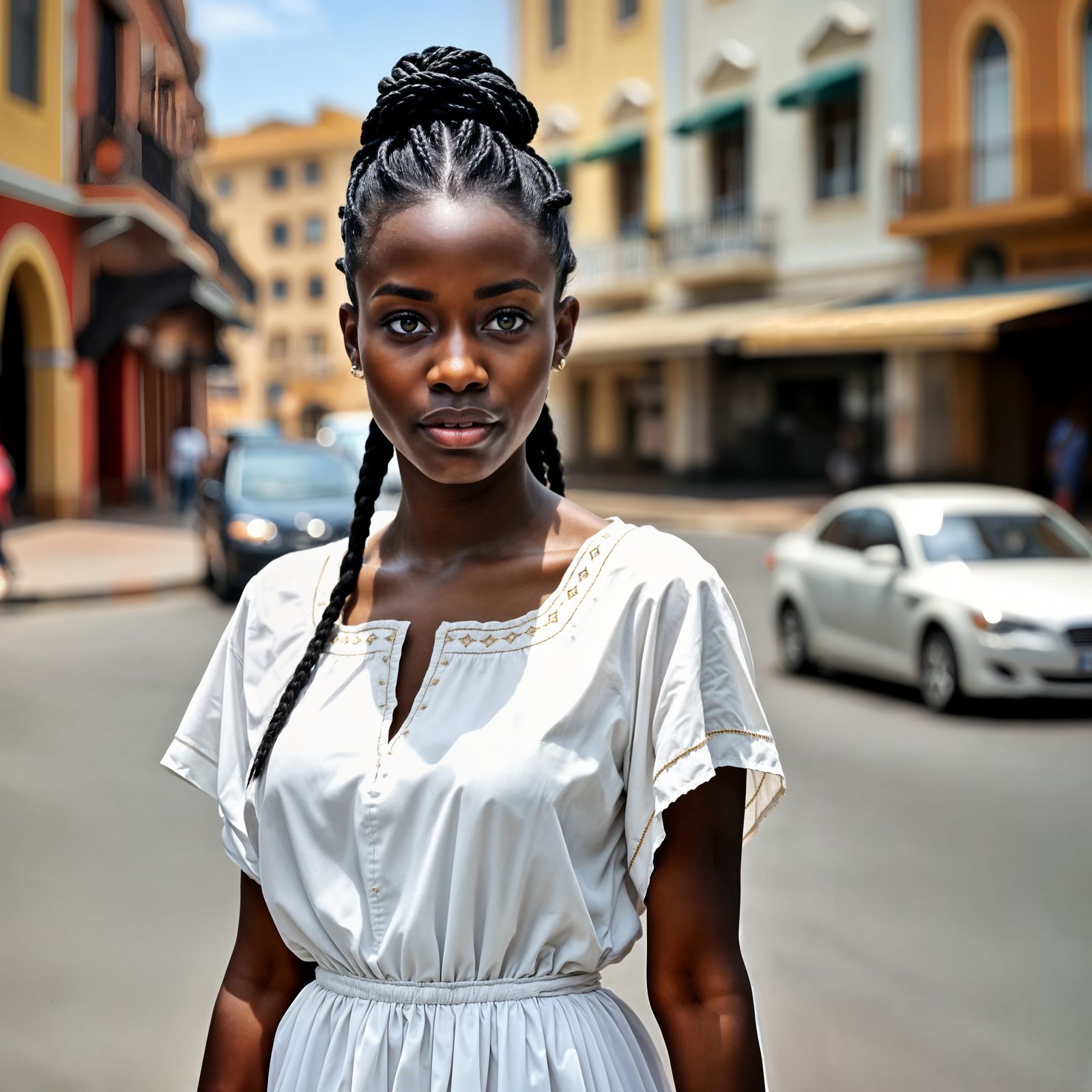 Eritrean woman walks through the city's historic streets, in...