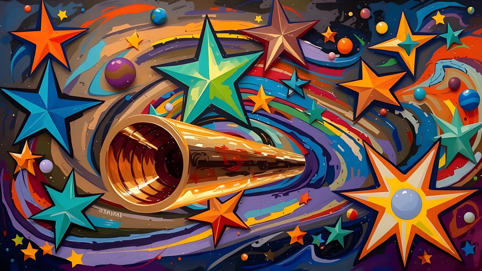 Vivid Abstract Expressionist Vortex of Color and Light