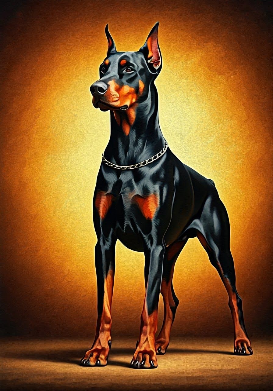 Majestic Doberman Impasto Painting