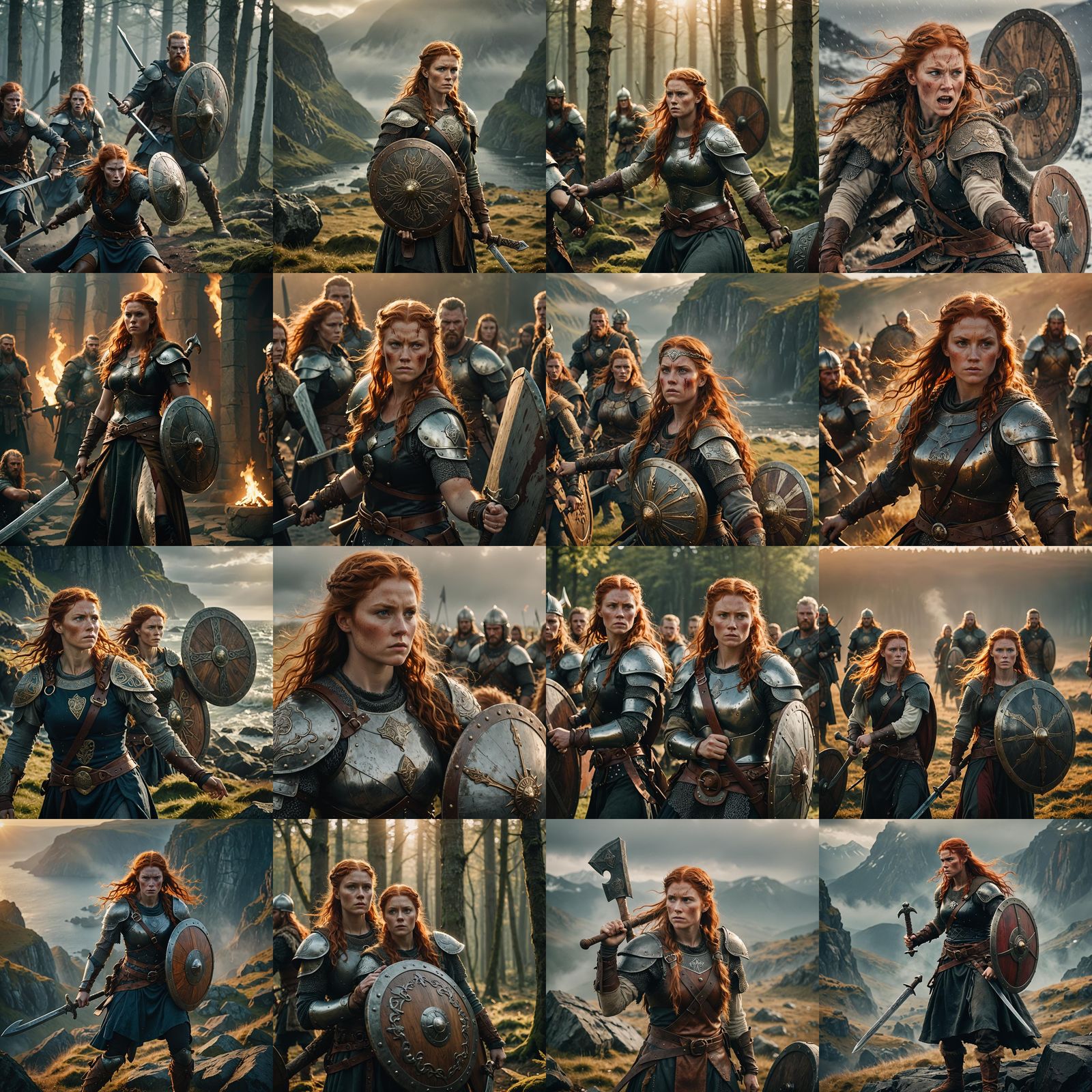 Red-Haired Viking Shieldmaiden: Cinematic Film Still