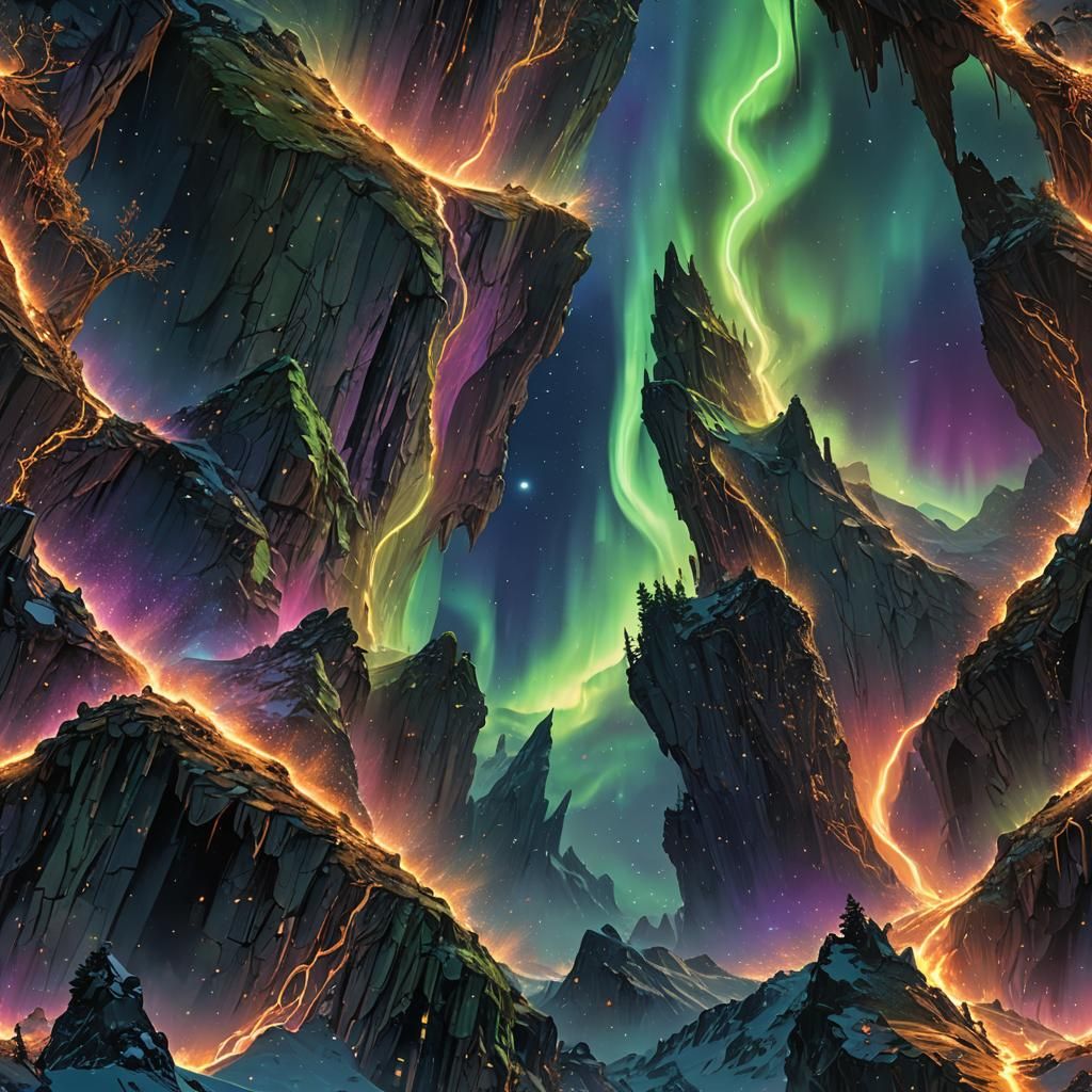 Aurora Borealis Space-Time Anomalies: Digital Art