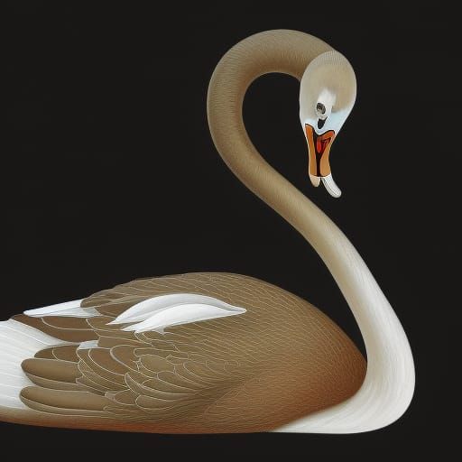 Detailed Colorful Swan Schematic in Kinetic Art Style