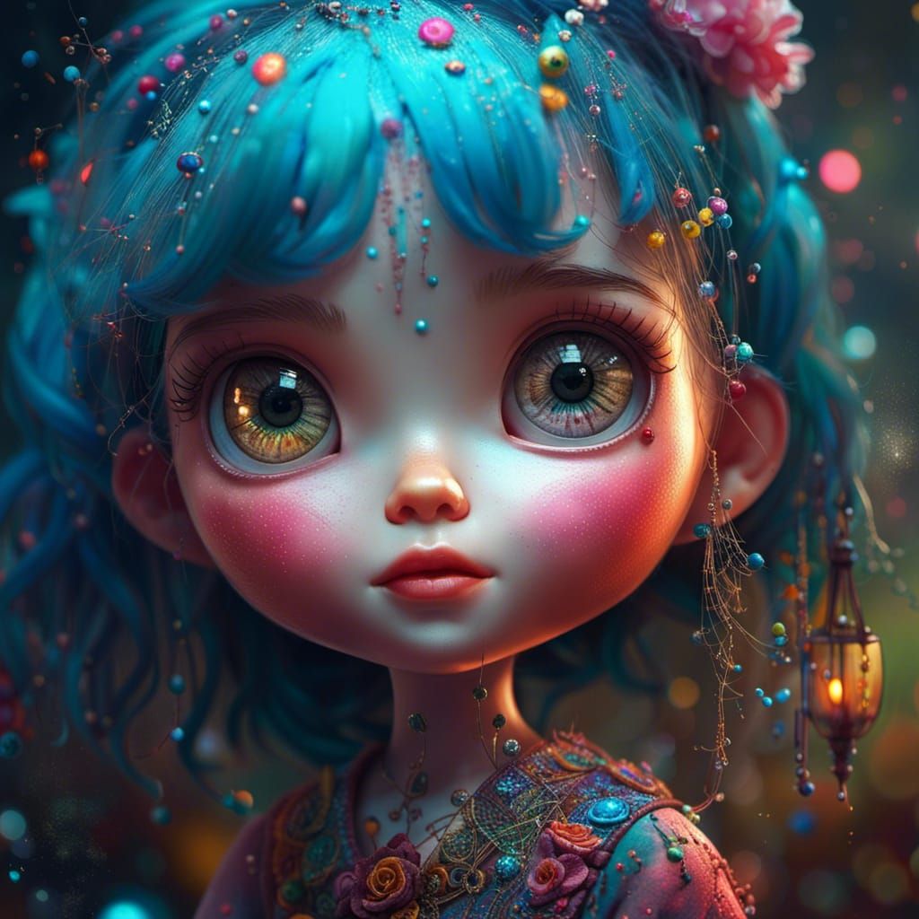 Cute Blythe Doll Princess in Hyperdetailed Fantasy Art