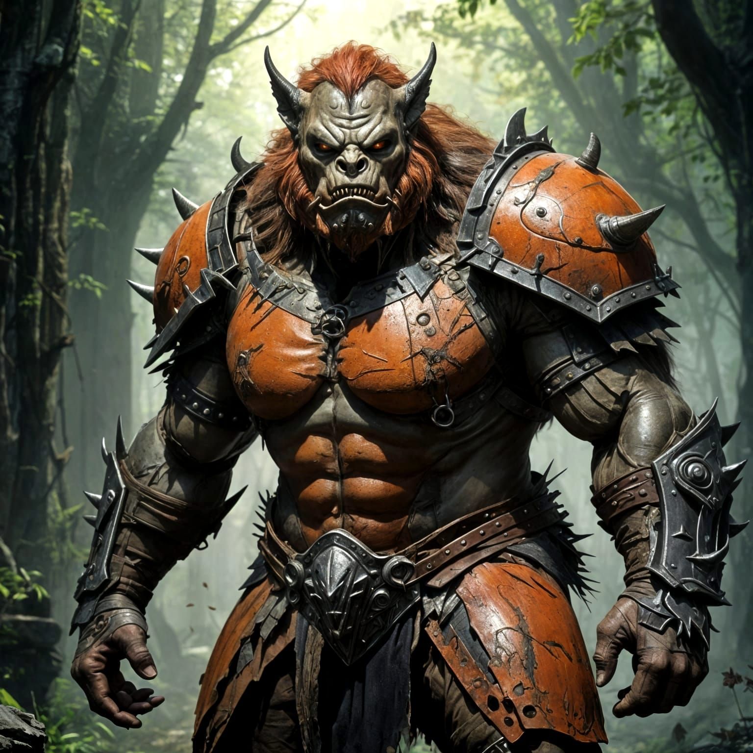 Armored Ogre Beastman Hybrid in Grimdark Style