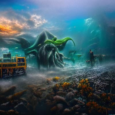 Cthulhu Star Spawn Emerges from the Sea