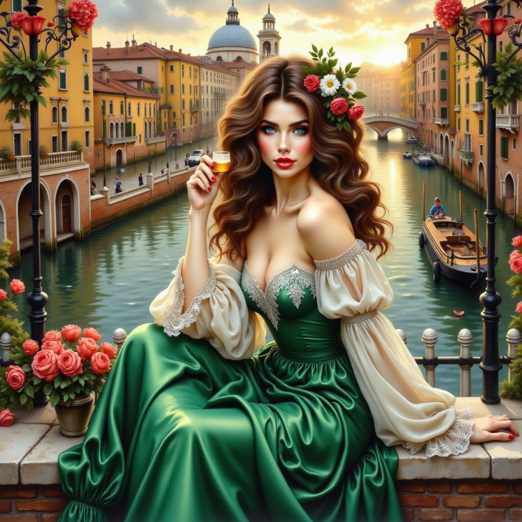 Venice Beauty in Style of Oil Painting Masters