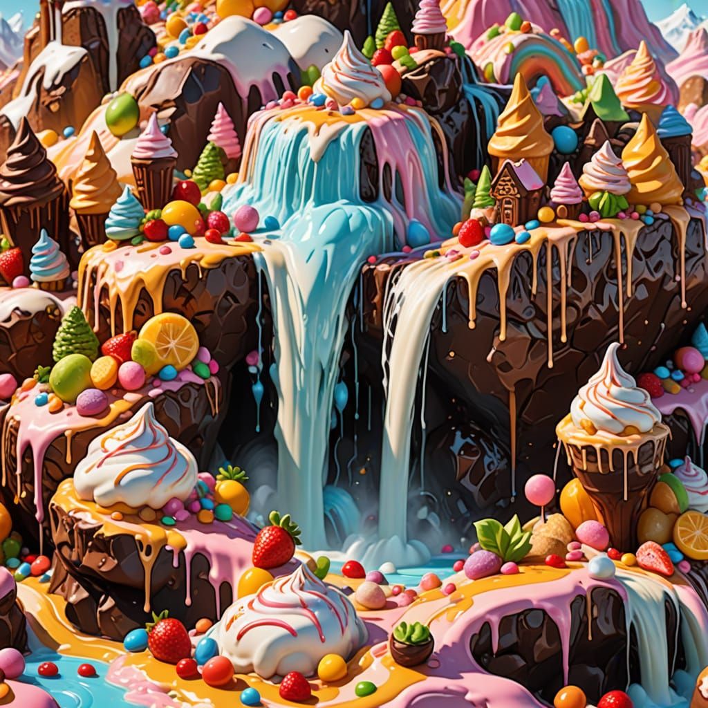 Surreal Dessert City: A Candy-Colored Dream