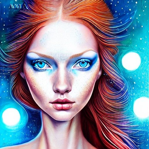 Redhead Woman Portrait in Hyperrealistic Digital Art