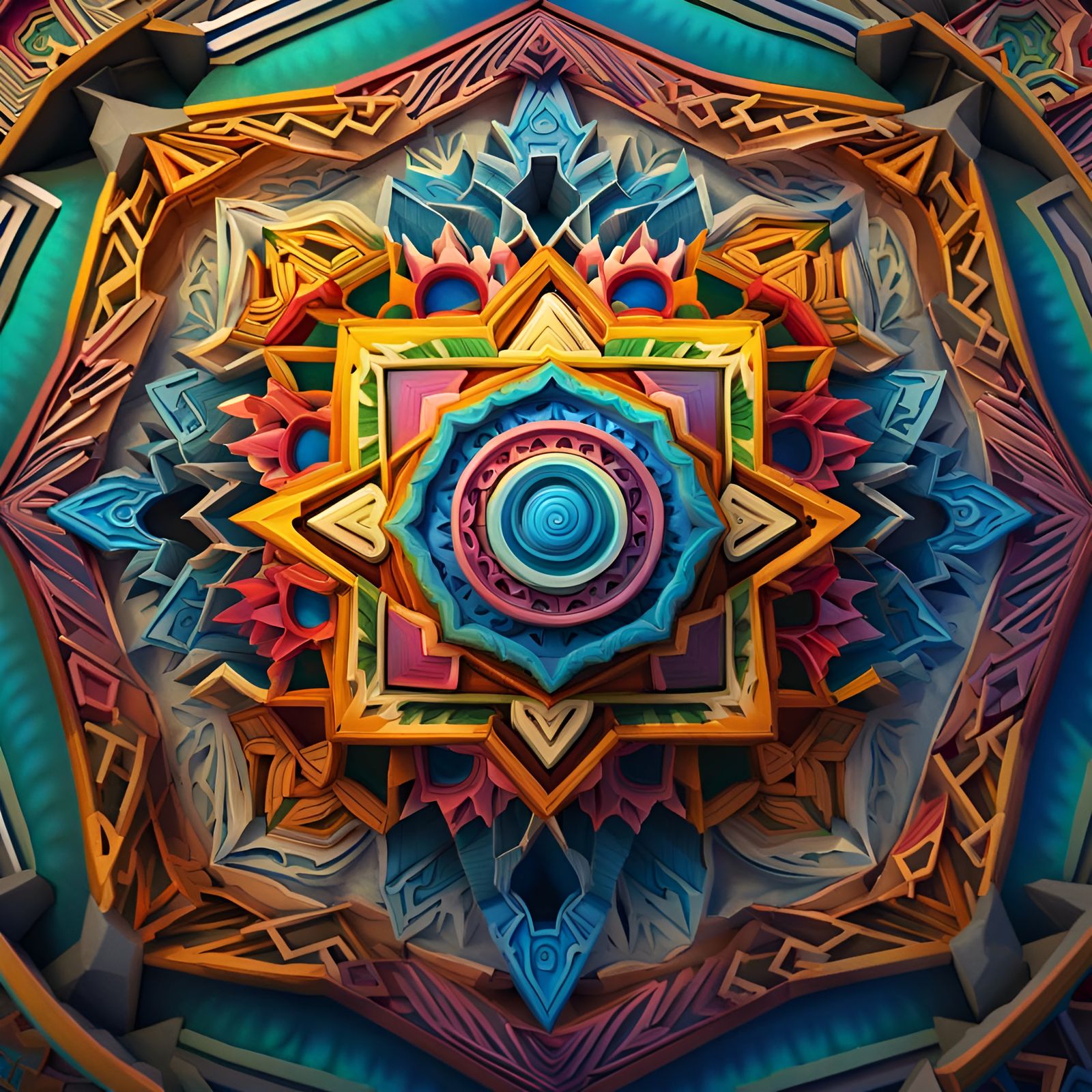 Escher Mandala: Infinite Reflections in a Digital Painting