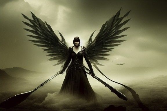 Epic Dark Angel of Vengeance Digital Painting