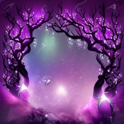 Enchanted Gremlin in Psychedelic Purple Forest