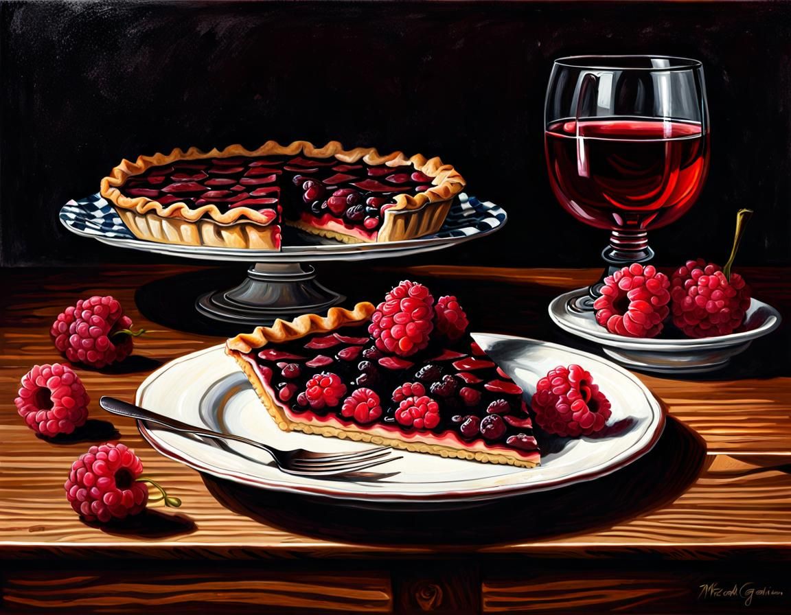 Raspberry Pie Still-Life in Baroque Style