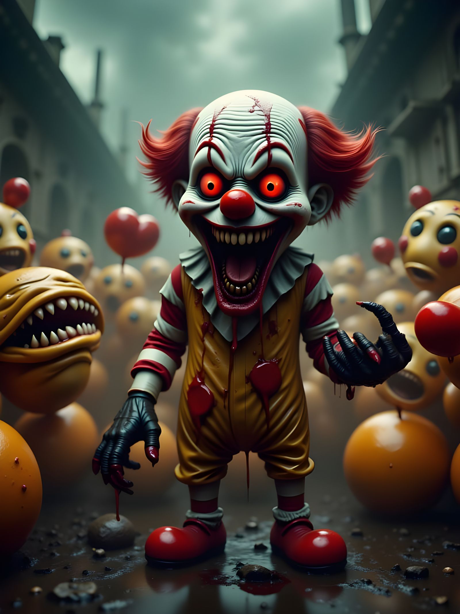 Grotesque Ronald McDonald in Horror Style