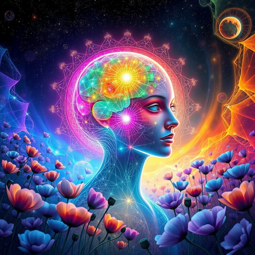 Ethereal Being Radiates Ethereal Glow with Filigree Details