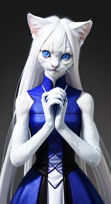 Albino Werecat Bio Art Experiment with Four Arms