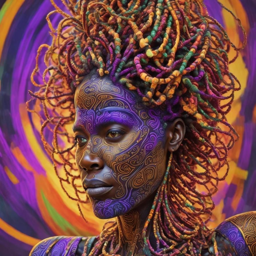 African Woman Portrait with Tribal Patterns