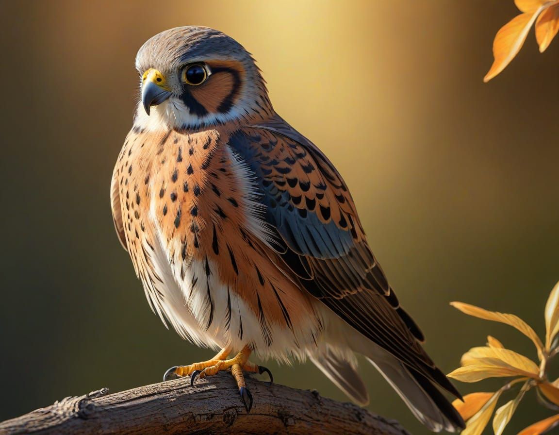 Vibrant Kestrel Portrait in Iridescent Feathers