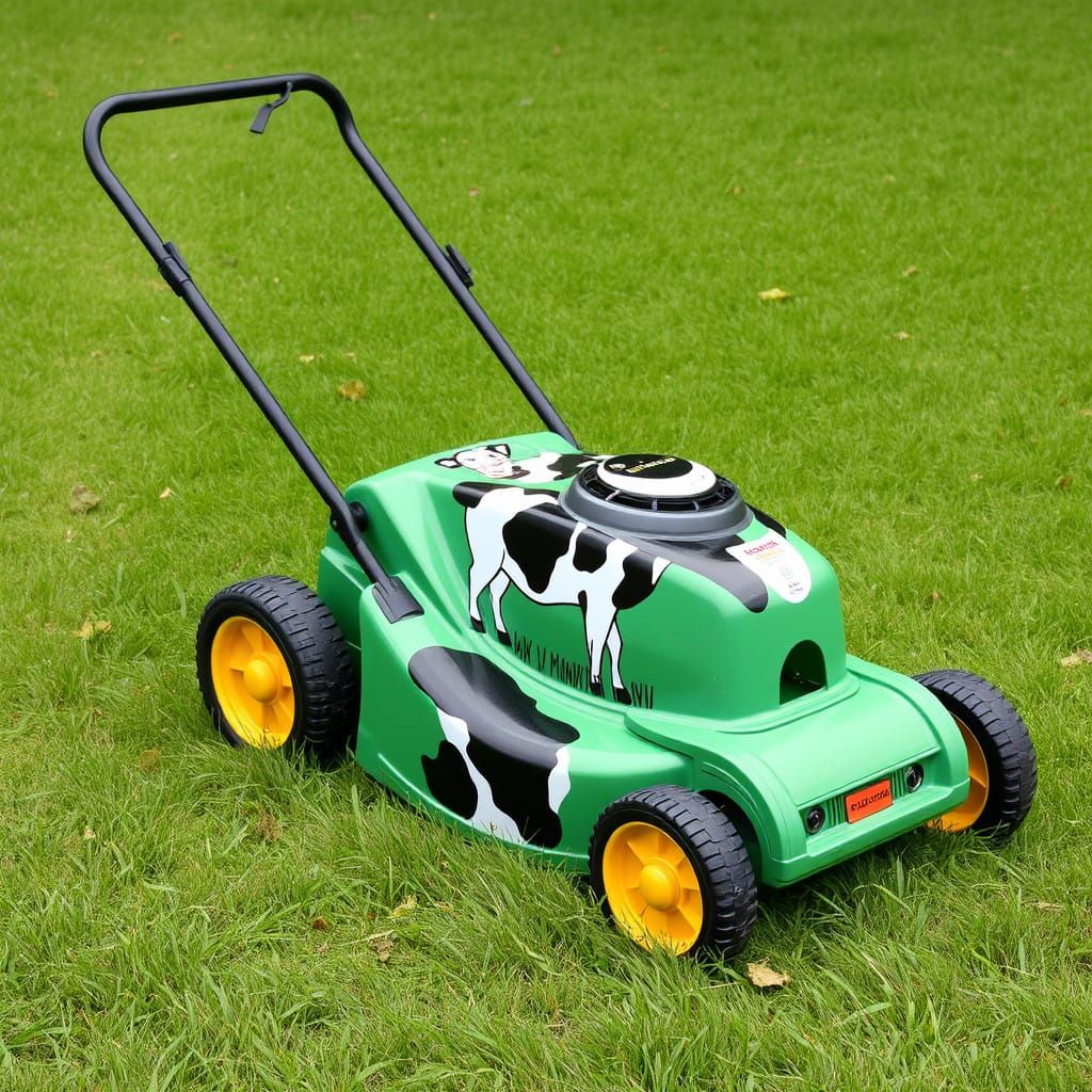 Cow-Shaped Lawn Mower in Action