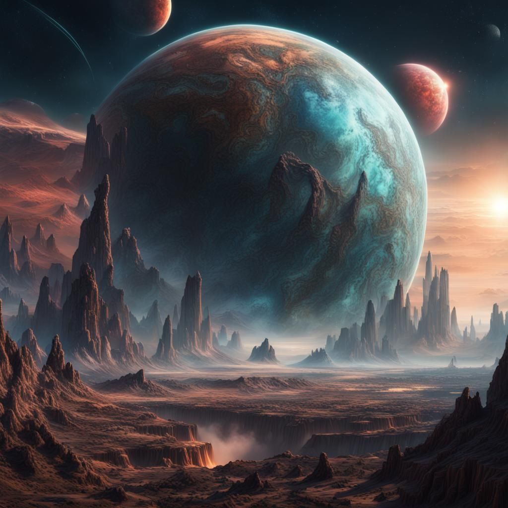 Epic Cosmic Planet Digital Matte Painting