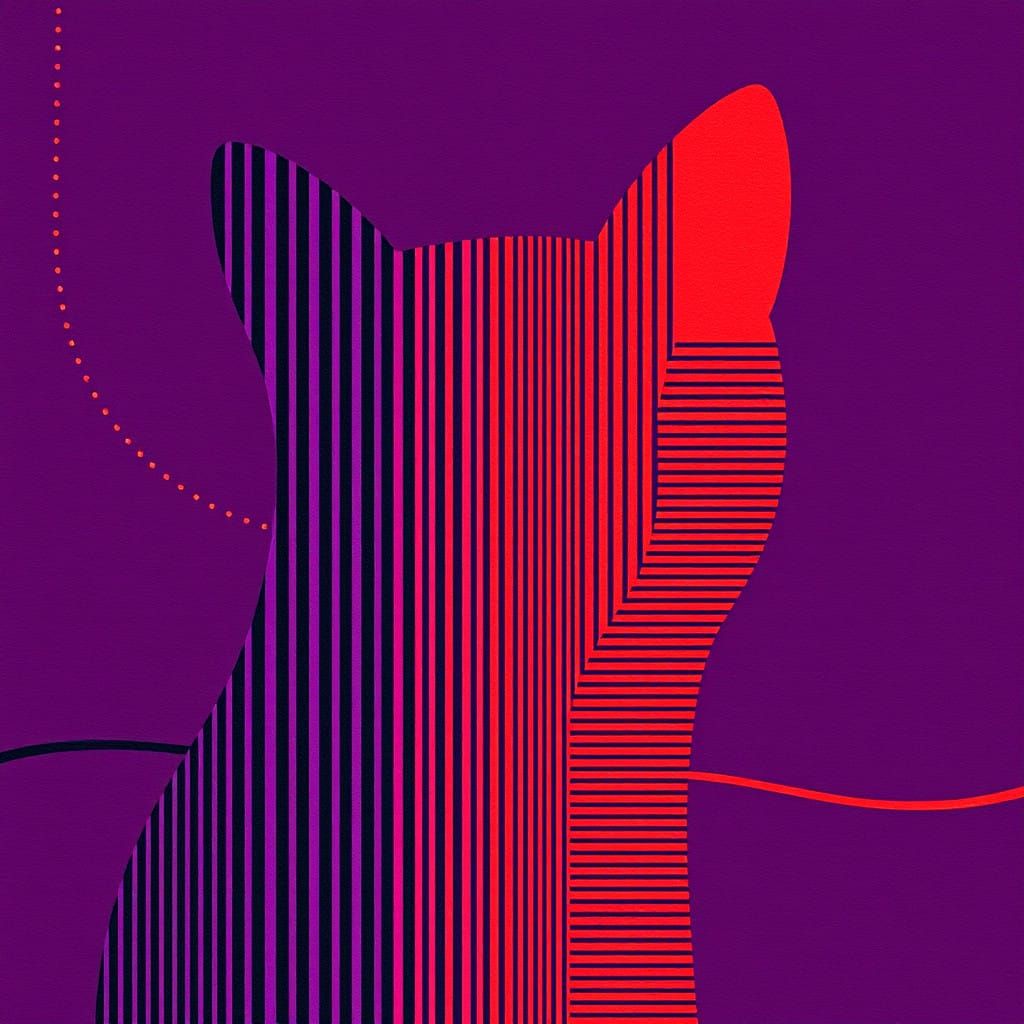 Vibrant Constructivist Cat in Dynamic Gradient Hues