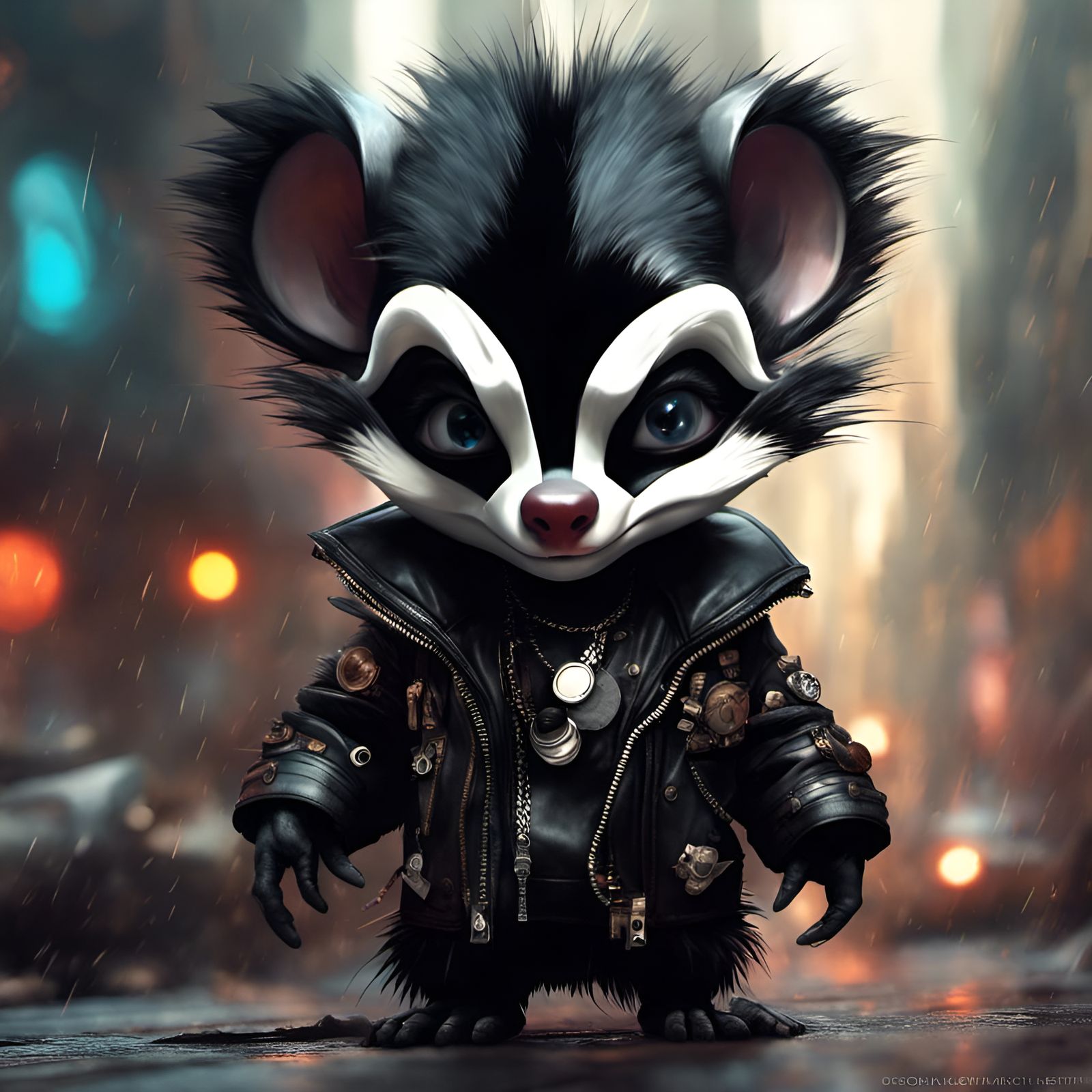 Adorable Punk Skunk in Detailed 3D Rendering