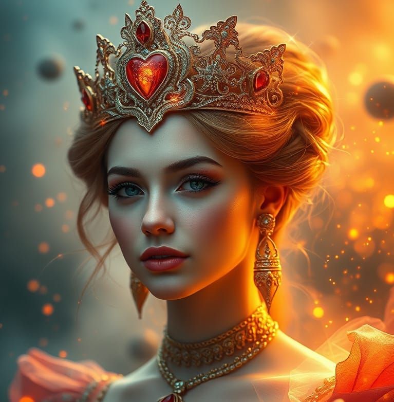 Regal Fantasy Portrait in Amber and Gold