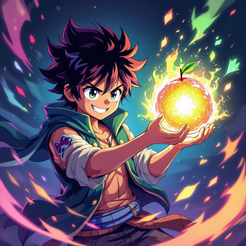 Blox Fruits Character With Luminous Magical Fruit