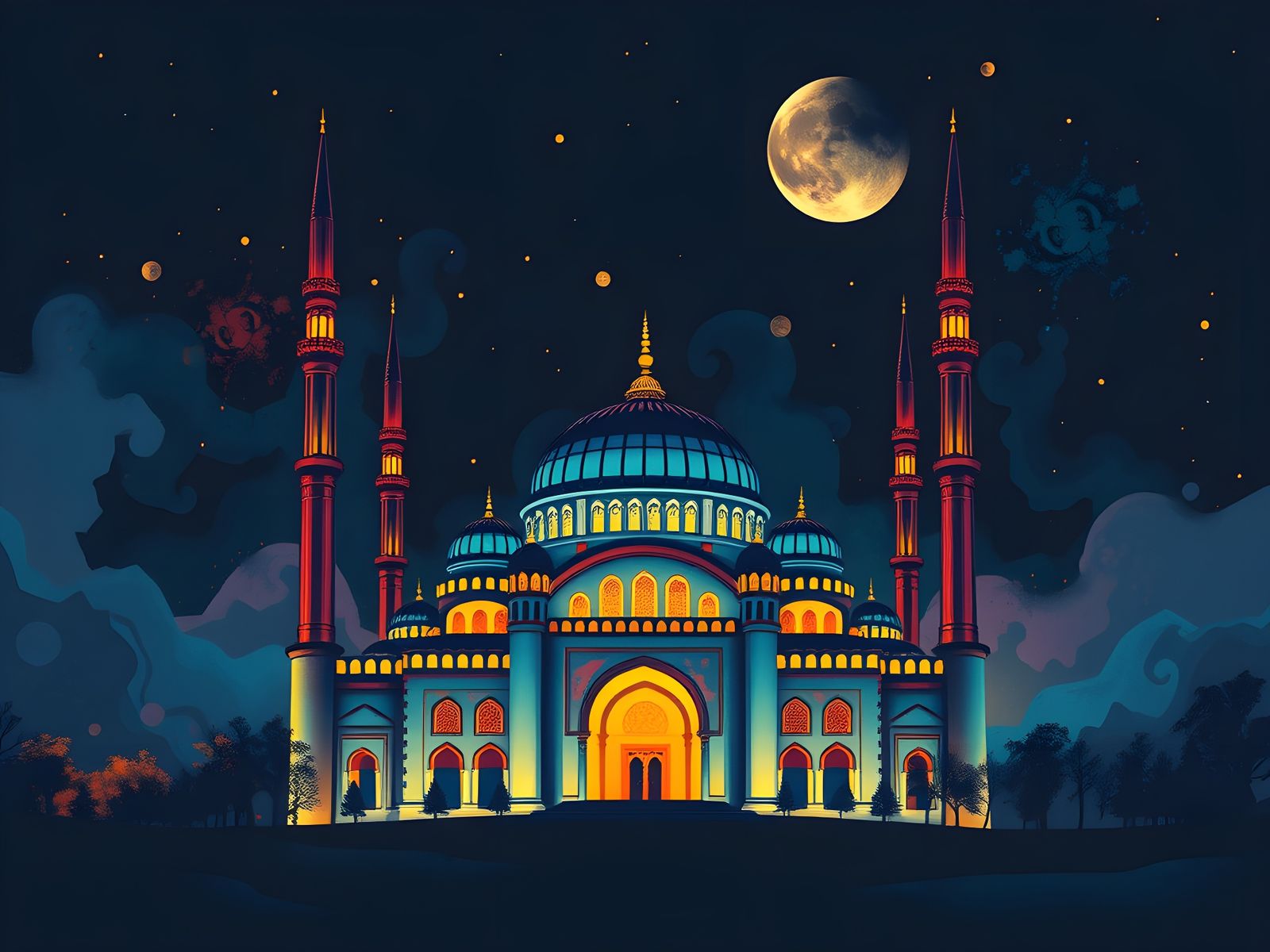 Elegant Mosque Wall Art Design in Modern Style