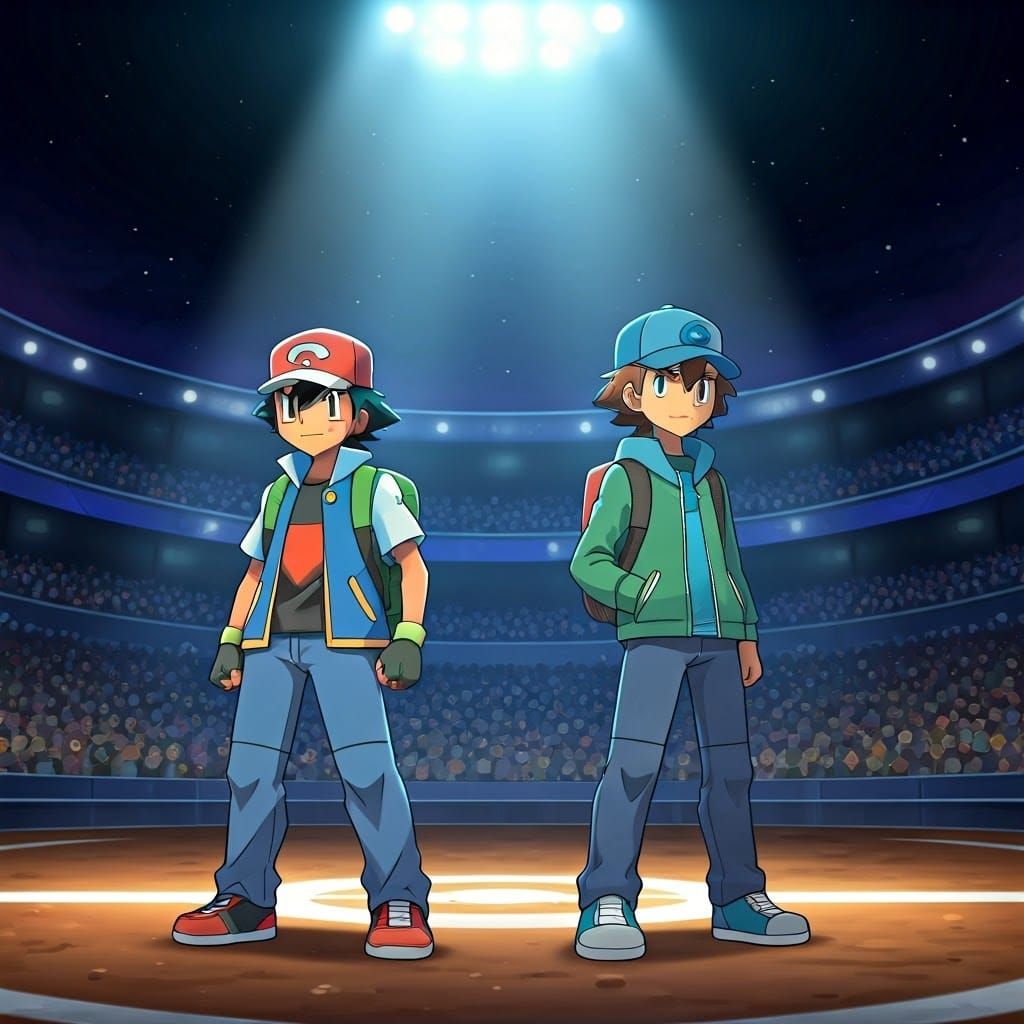 Epic Pokémon League Battle in Toriyama Style