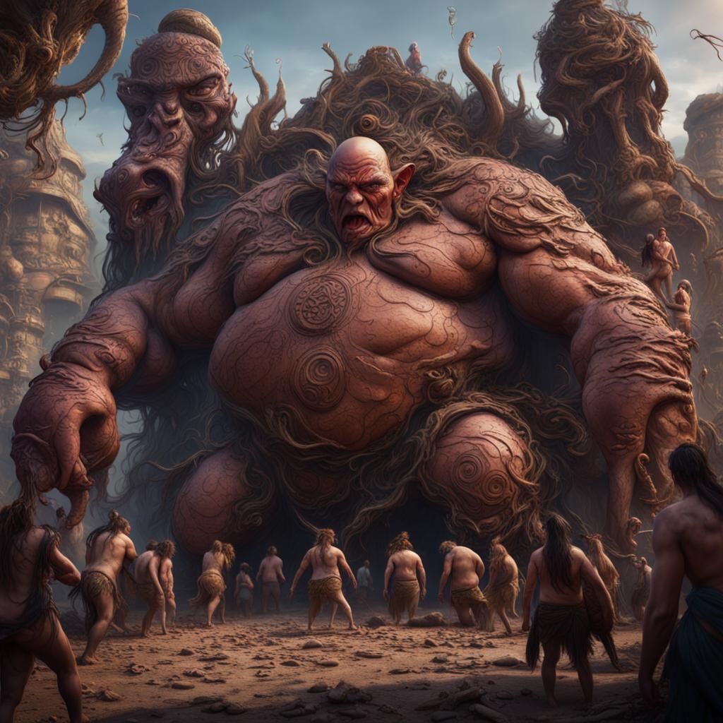 Ugly, Scary Tribal People with Clubs: Fantasy Concept Art
