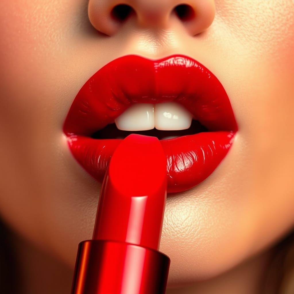 Sultry Red Lips in Warm Golden Light