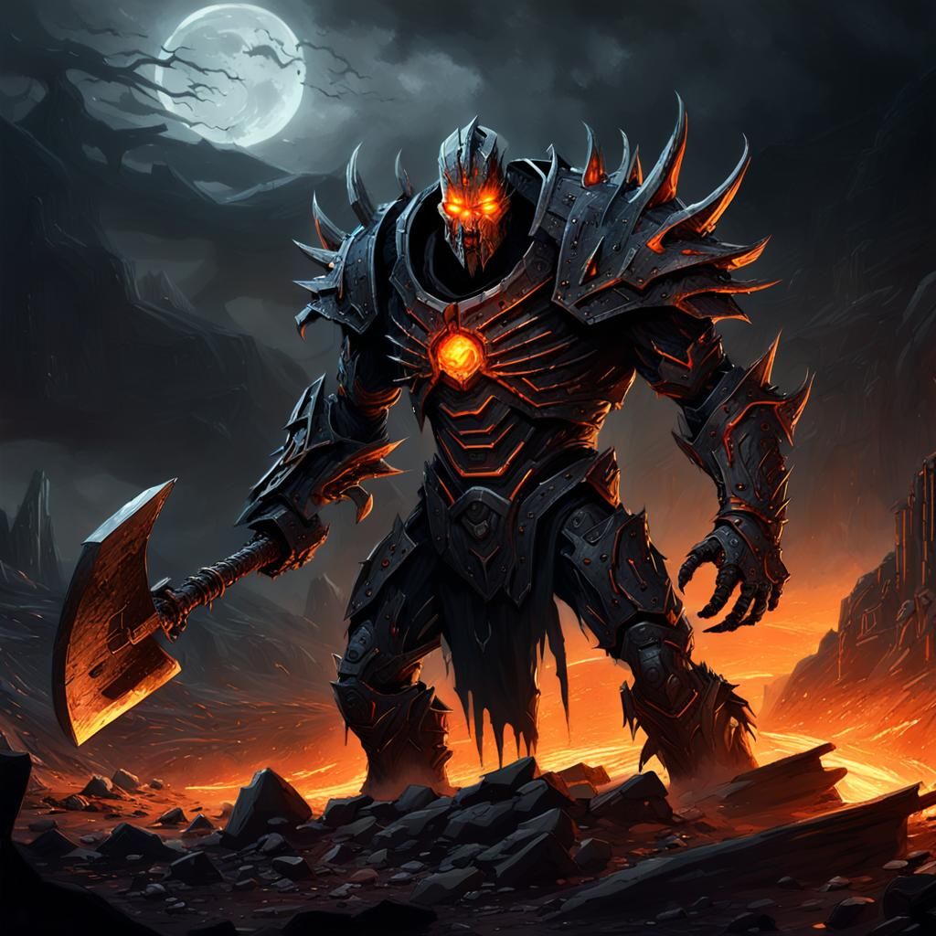 Iron Wraith in Ruined Landscape: Dark Fantasy Art