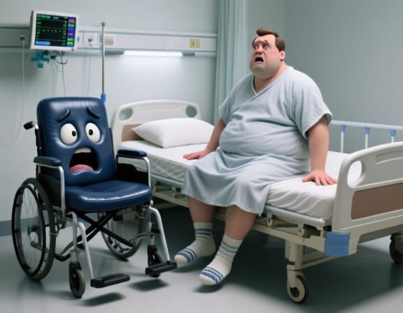 A wheelchair with a terrified face sculpted directly into th...