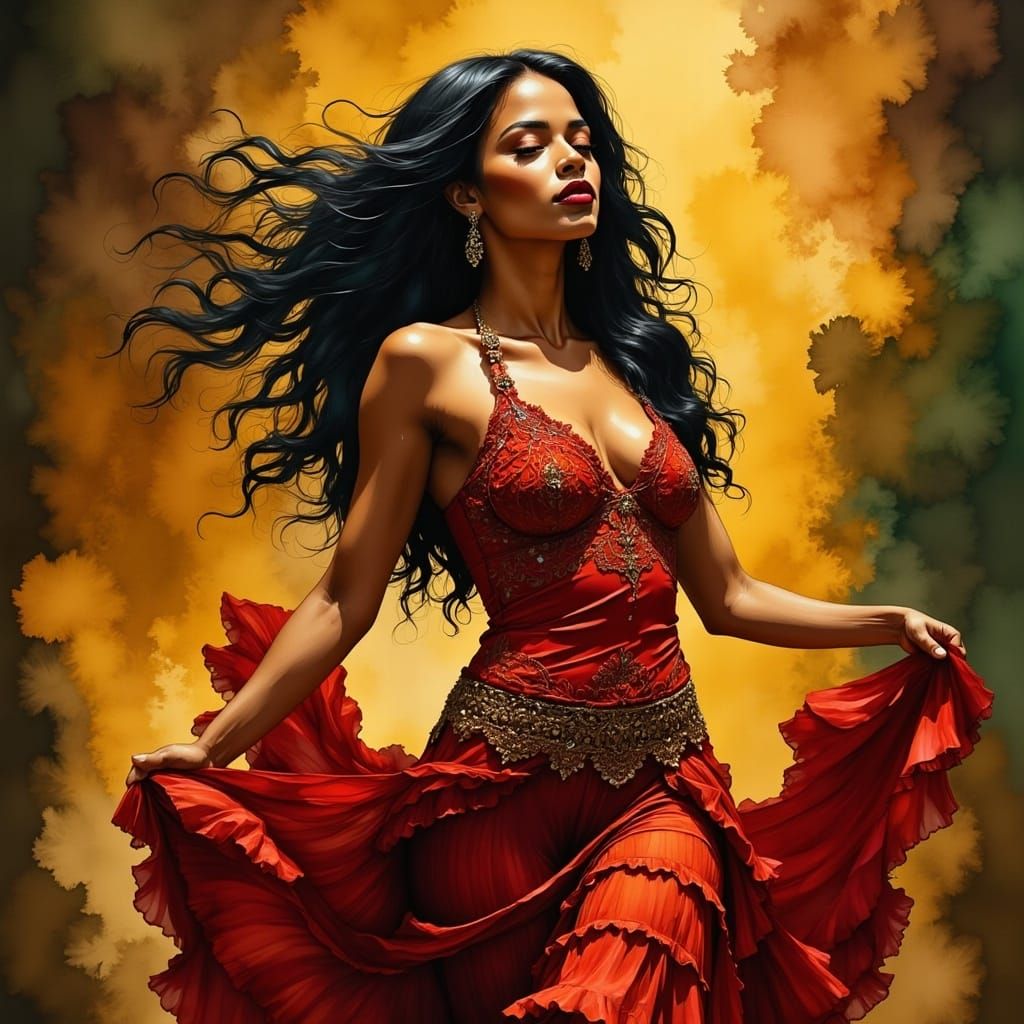 Passionate Salsa Dancer in Hyper-Realism Style