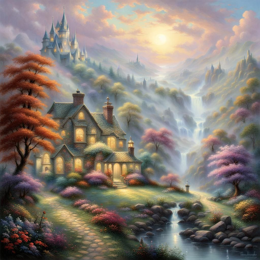 Ethereal Fantasy Landscape in Painterly Style