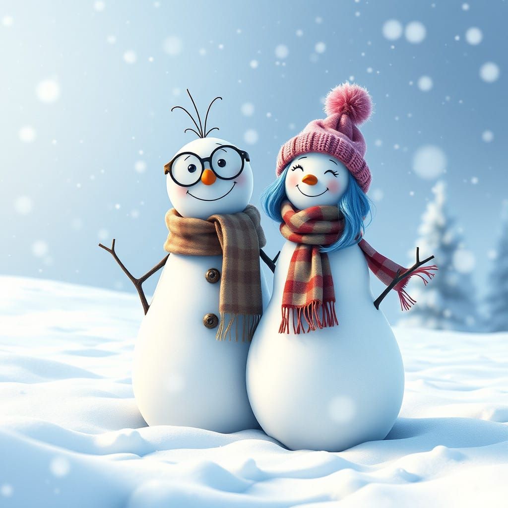 Winter Wonderland Snow Couple Embracing the Frosty Magic