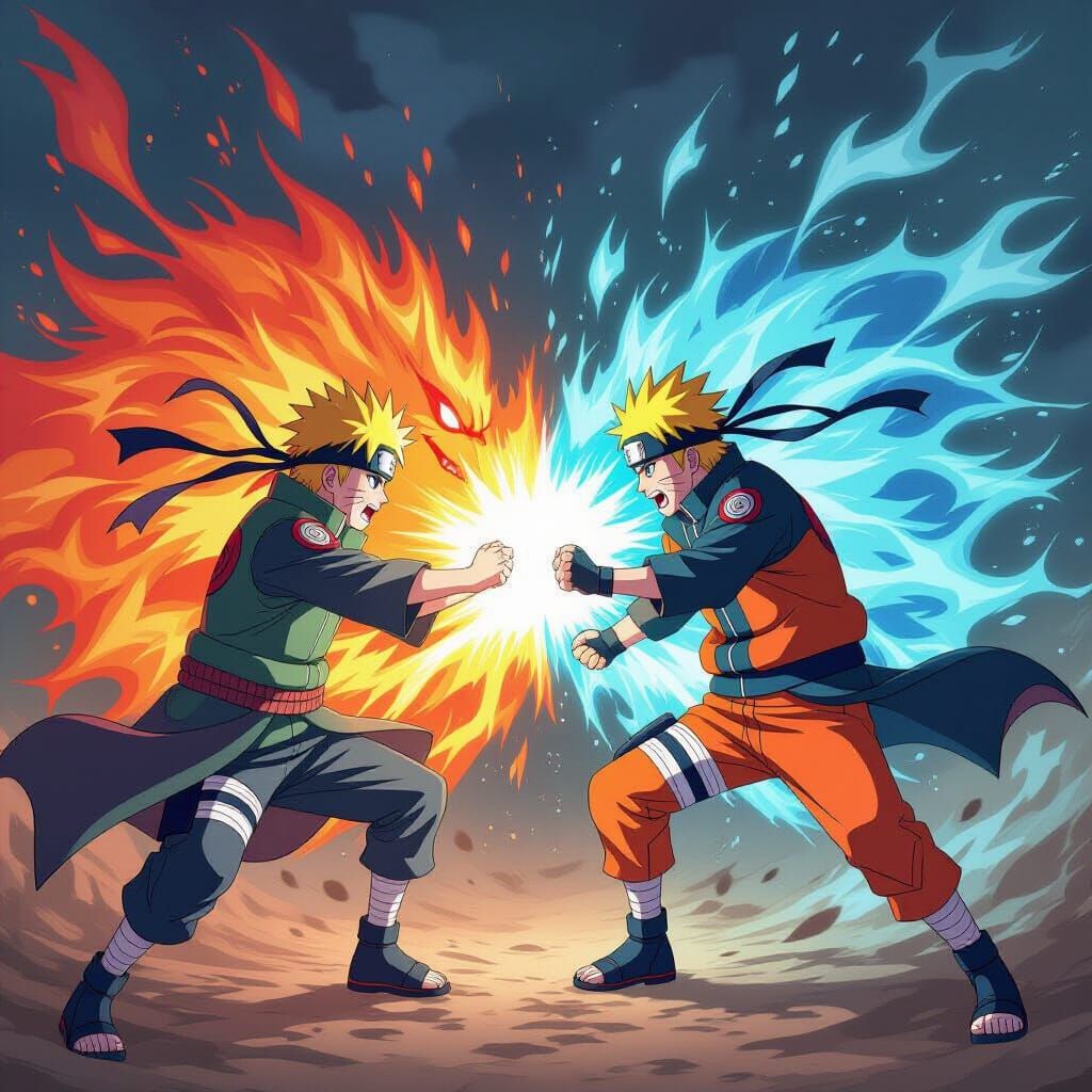 Naruto and Kurama Unleash Powerful Energy in Epic Battle