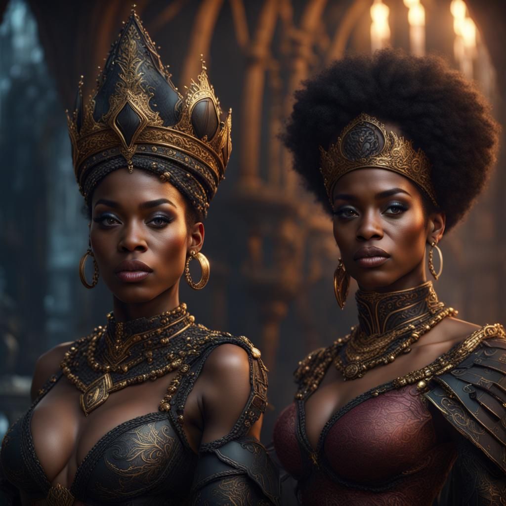 Black Women as Queens: Fantasy Concept Art