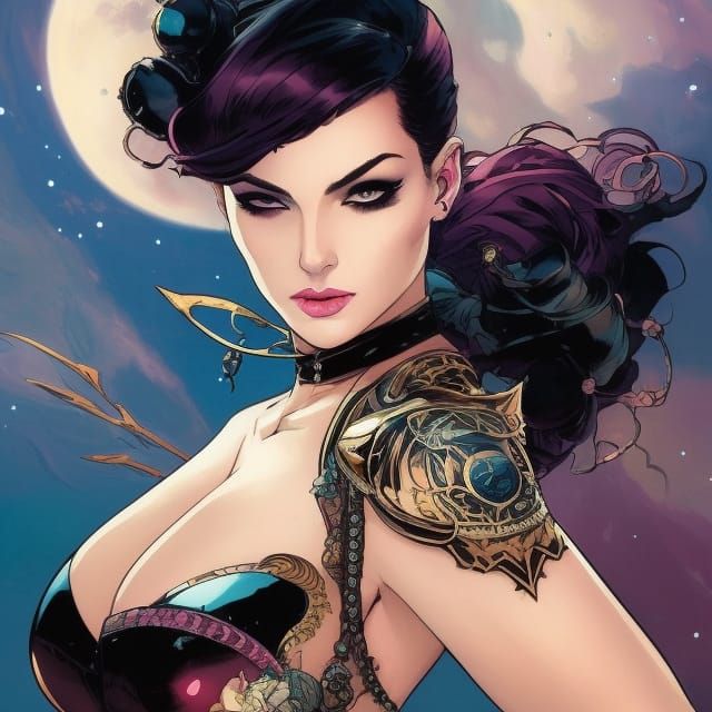 Woman with Pink Hair Controls Night Sky